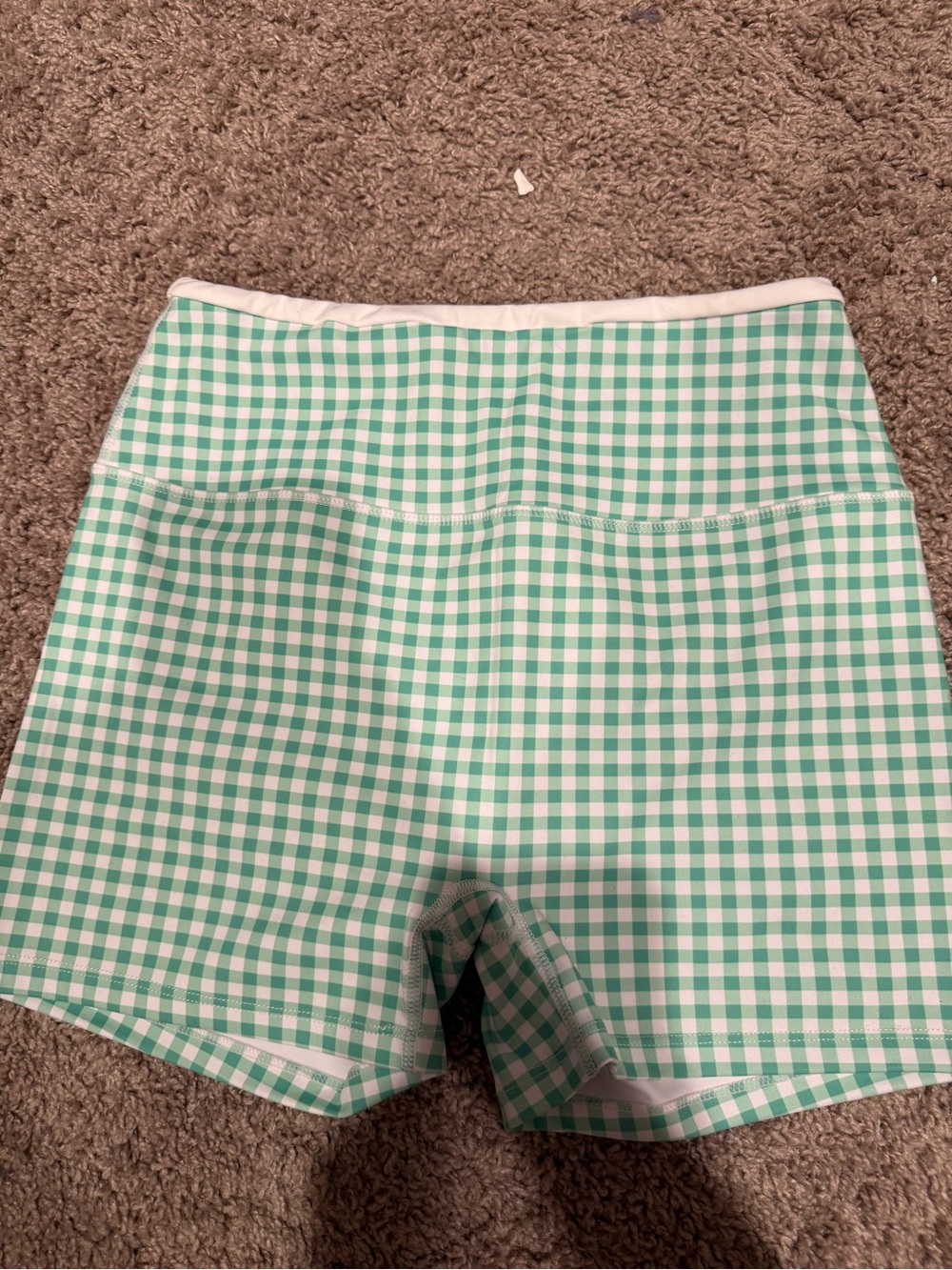 As Revival High-Rise Mint Gingham Bike Shorts